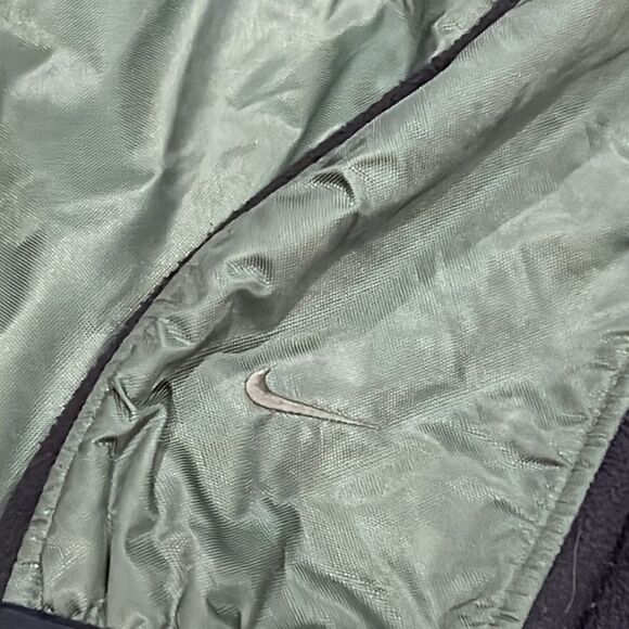 VTG 90s Nike Fleece lined with fleece sleeves army green jacket size L in EUC - Picture 2 of 10